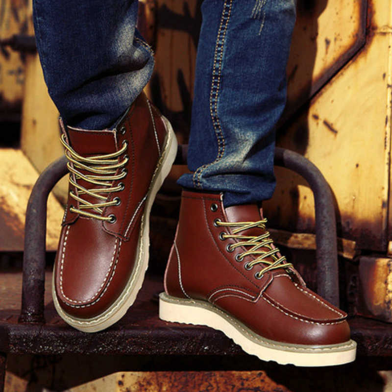 Genuine New Boots Leather Spring Men's Boots High Quality Men Ankle Boots Fashion Handmade Motorcycle Boots Men Waterproof Shoe H260921