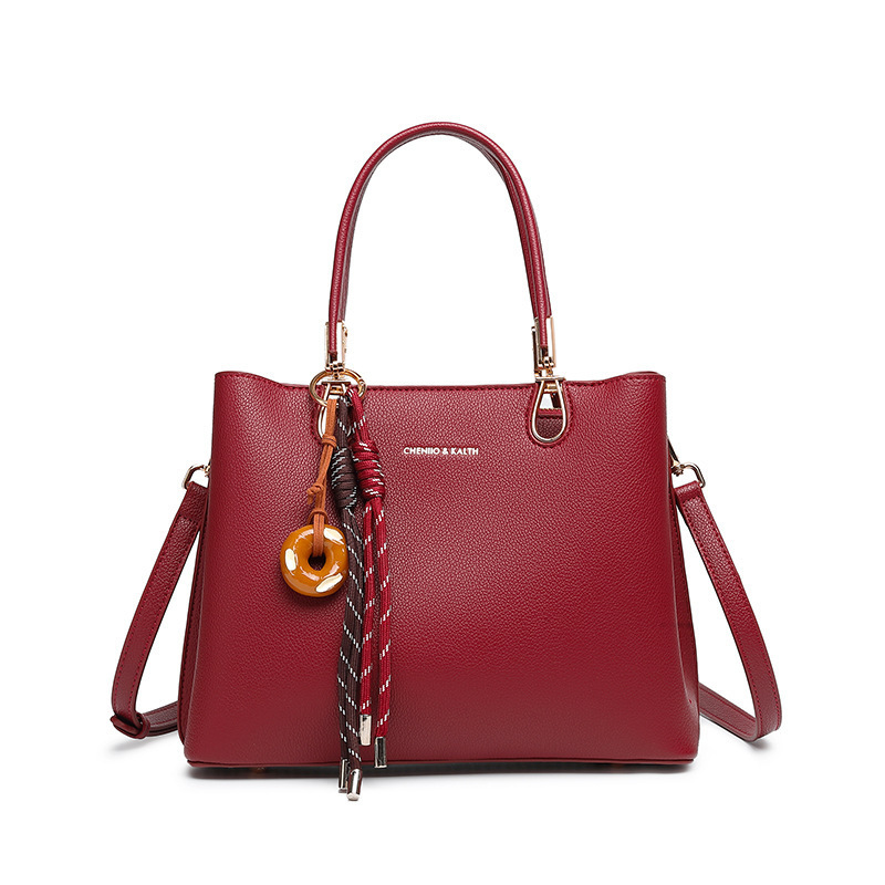 Red 2025 New Style High-End Light Luxury Versatile Fashion Handbag Large Capacity Simple Shoulder Crossbody Bag