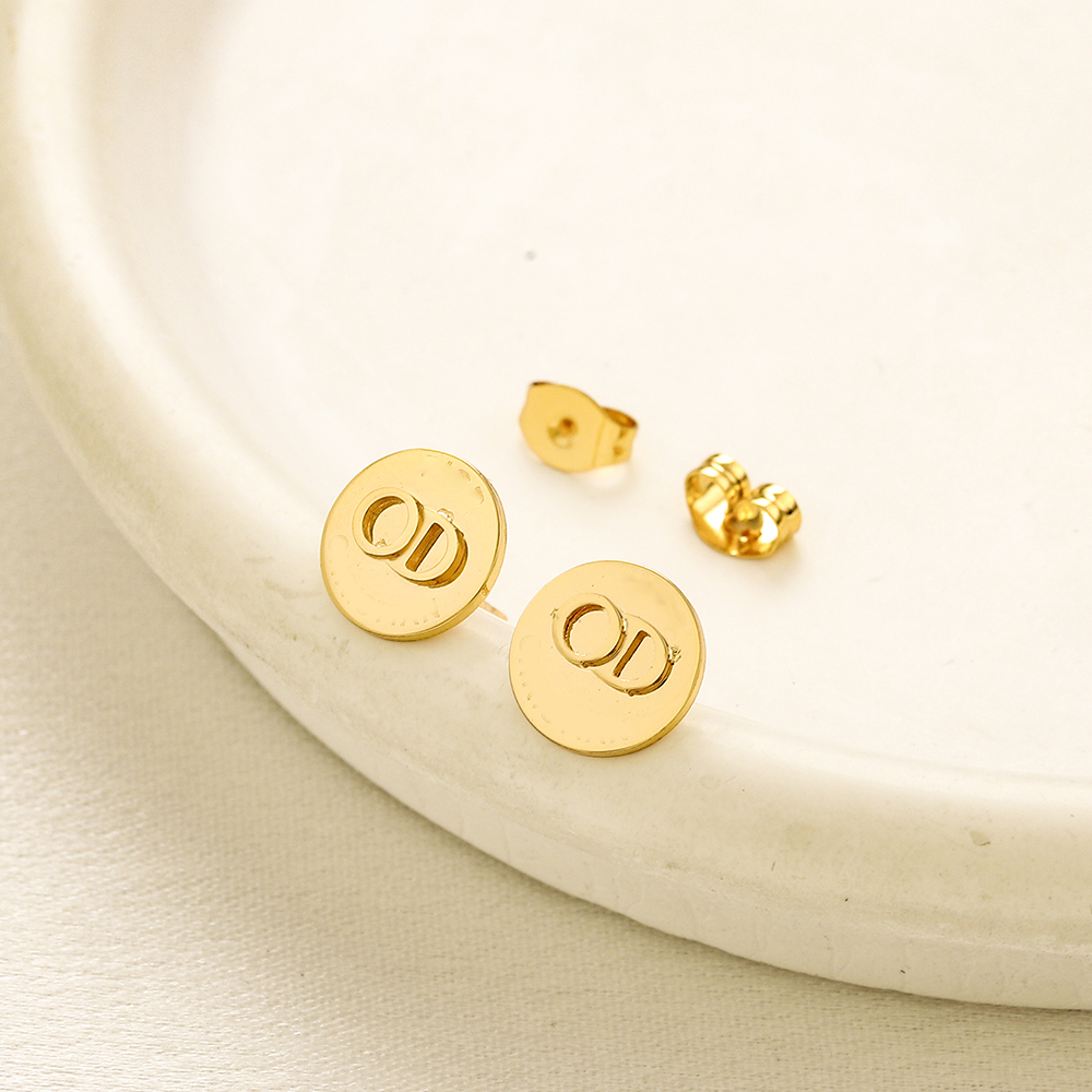 Round Designer Stud Earrings Luxury Women 18k Gold Plated Stainless Steel 925 Silver Earring Sweet Girls Wedding Party Gifts Fashion Charm Jewelry A