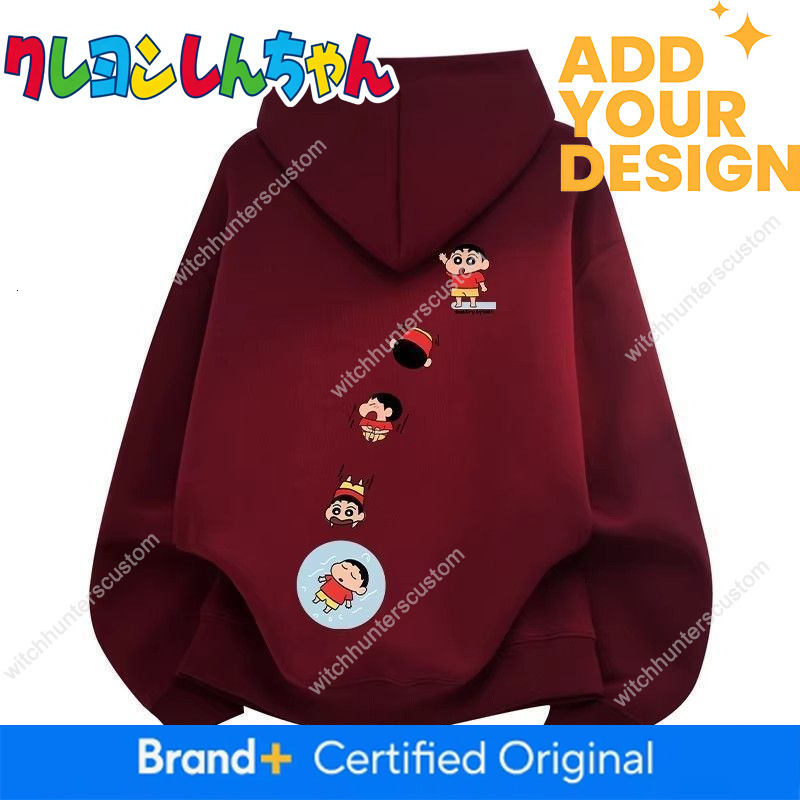 Crayon Shin-chan printed hooded sweatshirt, unisex, loose fit, new autumn/winter style, trendy Japanese design, long-sleeved top, size 12 12