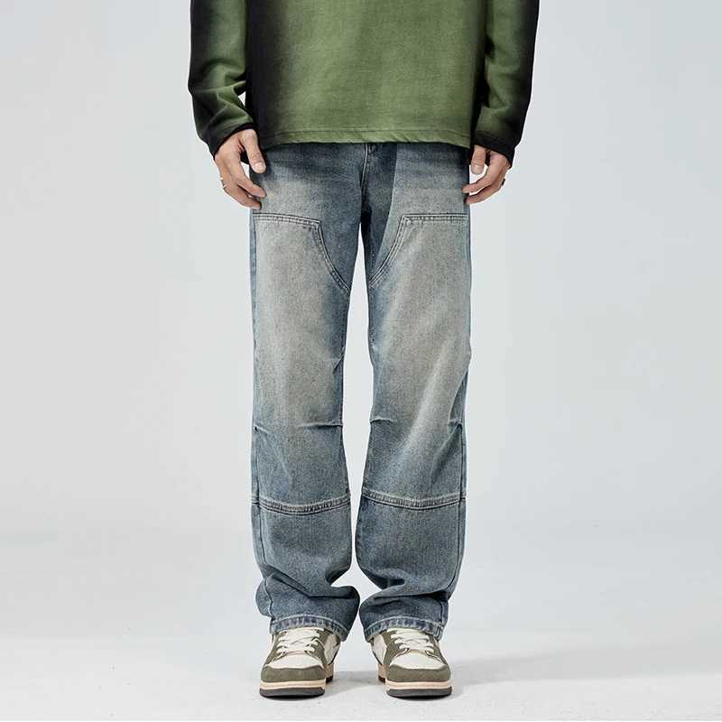 Jeans For Men 2025 Autumn Straight Casual Wide Leg Baggy Pants American Style High Street Trendy Brand Retro Men's Trousers S260921KWAO