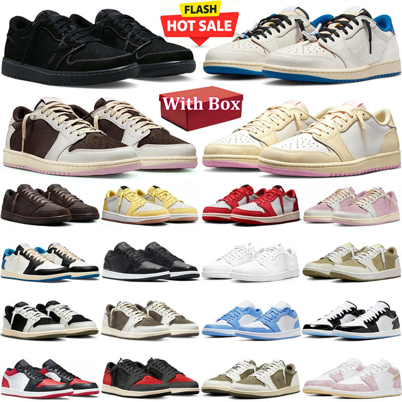 travi scott low 1 scarpe da basket firmate 1 1s basse scarpe da ginnastica da uomo scarpe da ginnastica da donna punta nera scarpa da passeggio da j