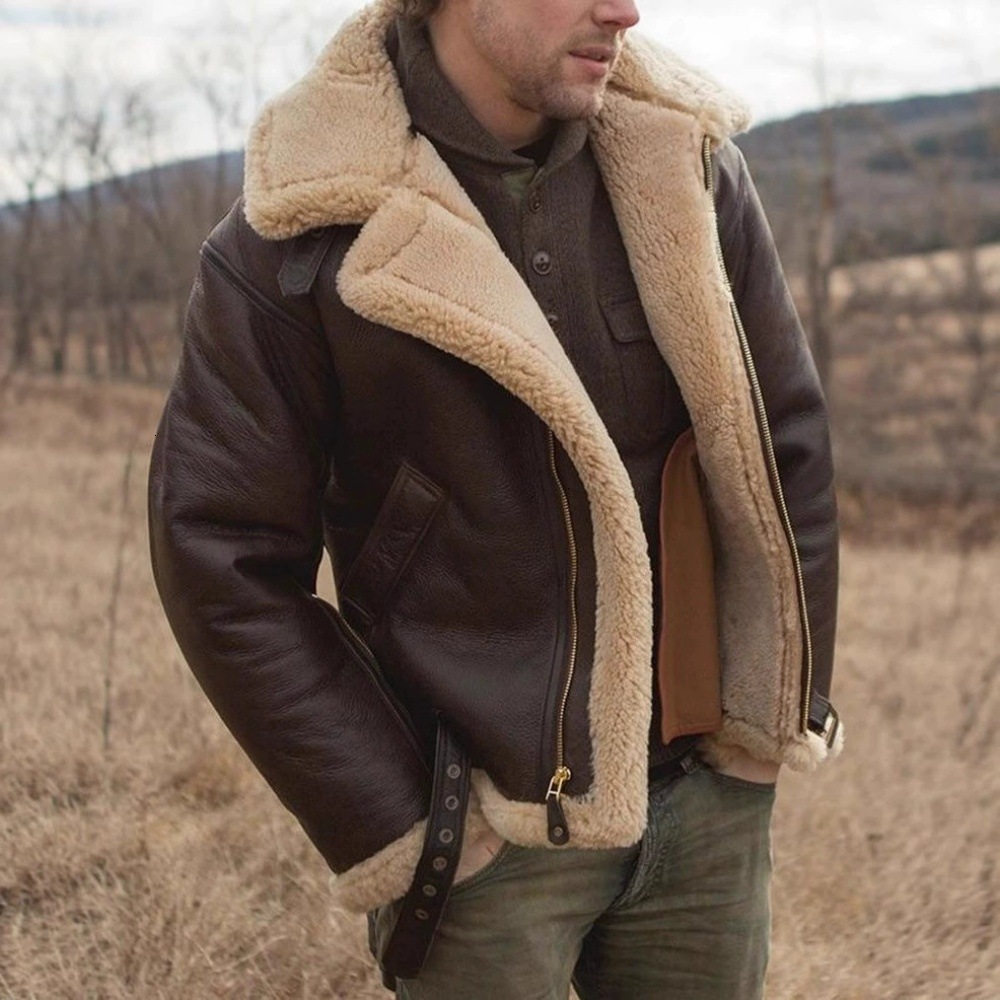 New Men Fashion Colour Winter 2026 thickened in new men's fur coat with long sleeves