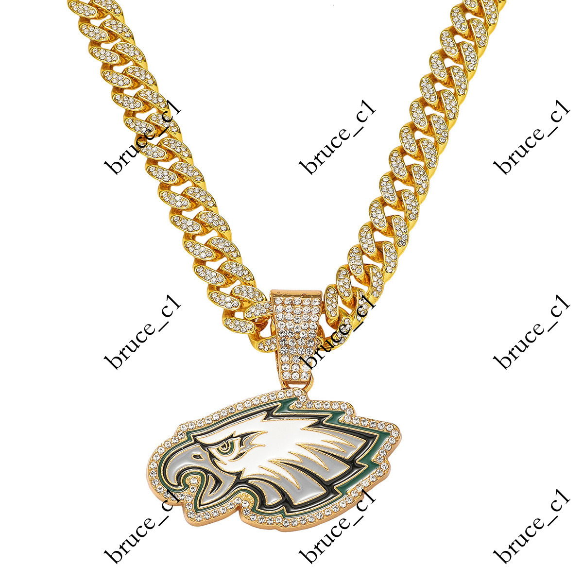 European and American Cross-Border New Men's Full Diamond Chain Hip-Hop Style Personality Eagle Pendant Necklace