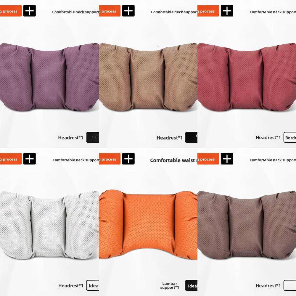 Seat Covers High Car Quality Universal Car Headrest Latex Cushion Car Seat Neck Pillow High-grade Leather Breathable Lumbar Support Car Pillow J2609