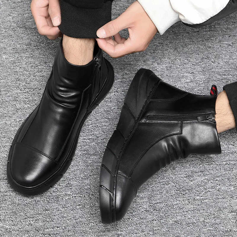 Boots Chelsea Boots Slip-on 2024Men Waterproof Ankle Boots Black Men Fashion Boots Motorcycle Shoes Plus Size 48 H260921