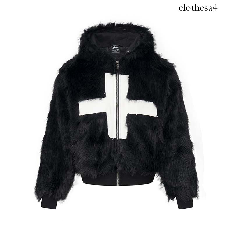 2026 winter new high-street American-style cross-stitch embroidered plush thickened jacket for men, trendy brand cotton coat