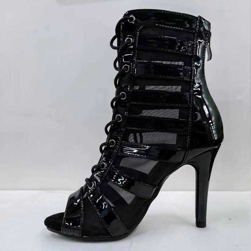 Tacones altos para mujer, botas peep, botines con punta, tacones de aguja, zapatos de baile de Jazz para mujer, suela de gamuza personalizable para