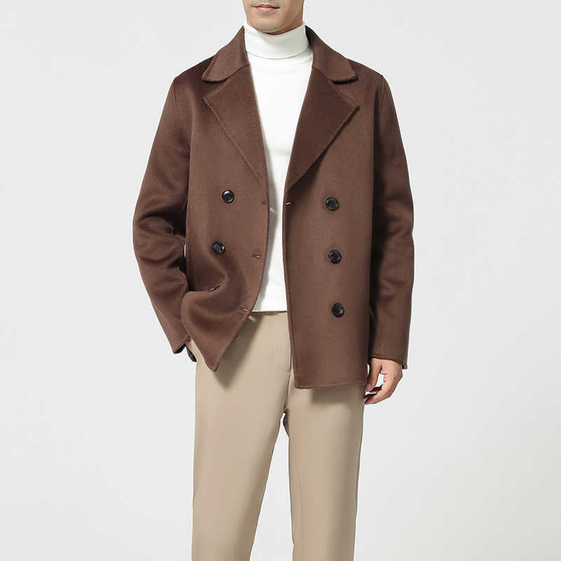 Wool Blends Men'S 100% Men's Pure Wool Double-Sided Cashmere Coat Autumn And Winter Double-Breasted Loose Short Woolen Blazer Jacket D2609
