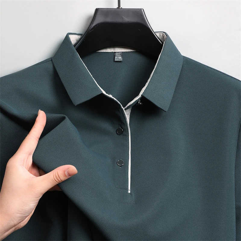 Casual Shirts New Men's Men's Business Casual Long Sleeve Solid Color Polo Shirt Fashionable Warm Comfortable Four Seasons Versatile Top H