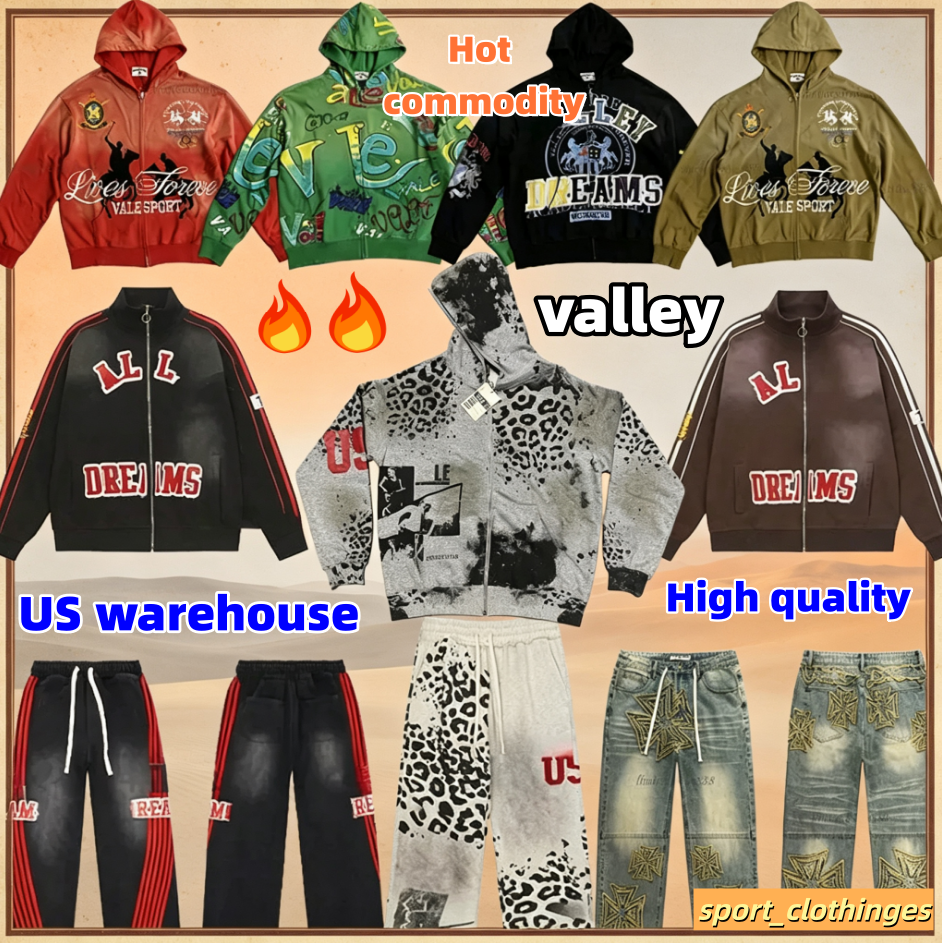 10A Designer Valhoodies Hoodie Pants Shirt Short Jeans Fluffy Foam Graffiti Jacket Slow Jogging Vally Vale Men And Women's Sweater US Size