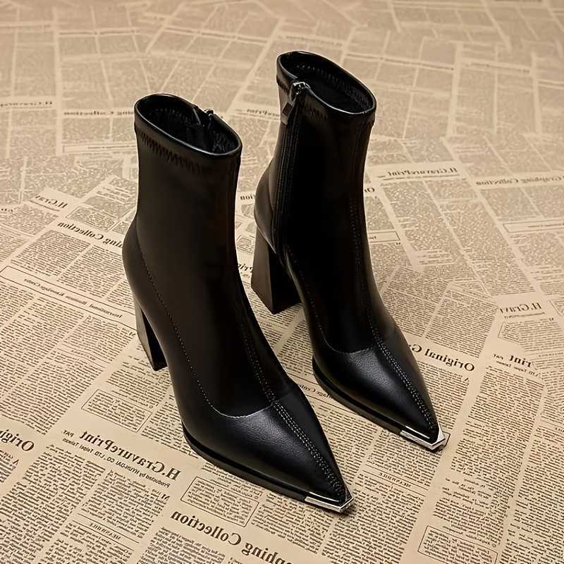 New Autumn and Winter Boots Fashion Outdoor Pointed-Toe Women's Versatile Mid-Calf Boots H260921