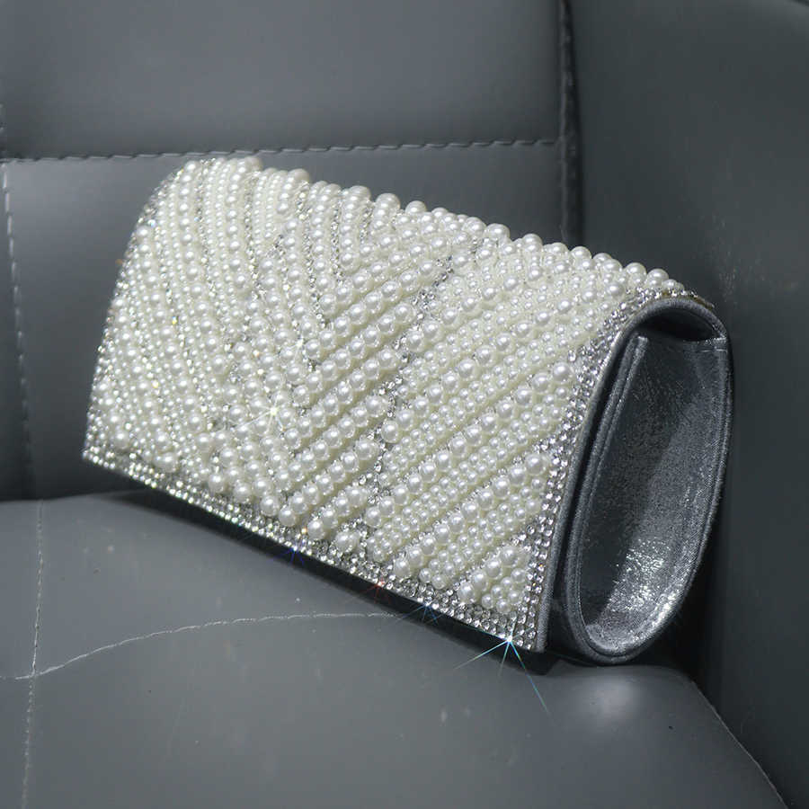Ladies Evening Bags clutch Glitter Bag Beaded Envelope Evening Bag Elegant Long Purse Women Chain Flap Shoulder Bags Wedding Party Handbags D260922