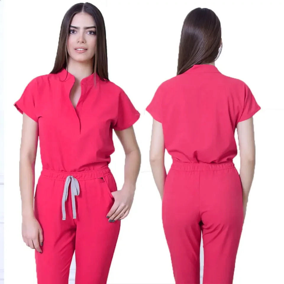 Selling Quick Drying Nurse Stretch Scrubs Sets for Women Summer Sleeves Hospital Nursing Scrubs Uniforms Work Wear 260918