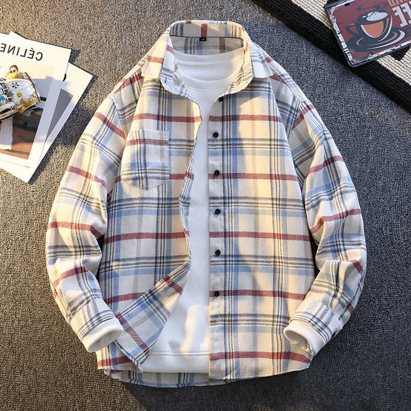 High-quality Shirts Men's Men's Casual Stylish Banquet and Shopping Shirts Autumn Outerwear Casual and Fashionable Checked Student Shirts