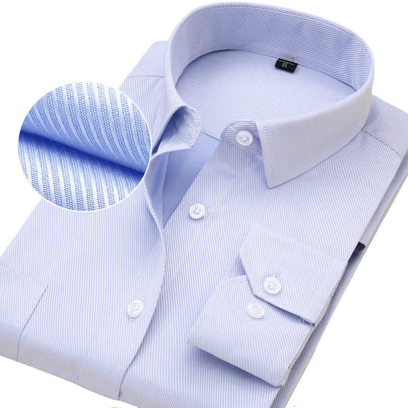 8XL Men's Casual Plus Shirts Size Men's Top Quality Dress Shirts Long Sleeve Slim Fit Solid Striped Business Formal White Shirt Male Socia