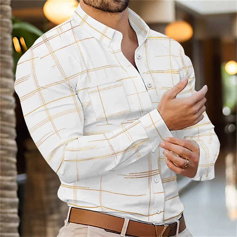 Mens Men's 2024 Casual Shirts Long Sleeve Shirt Casual All-match Fashion Street Men's Shirt Lapel Single-breasted Long Sleeve Top Men'