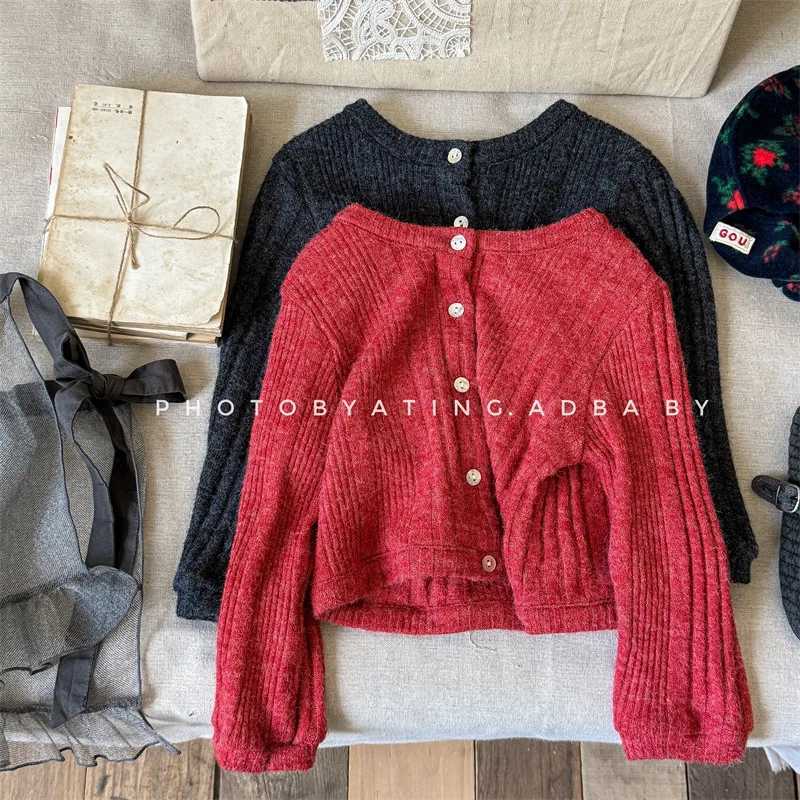 Cardigan 2025 Autumn New Children Knitted Coat Solid Girls Sweater Cardigan Cotton Baby Woolen Tops Kids Toddler Casual KnitwearT260919