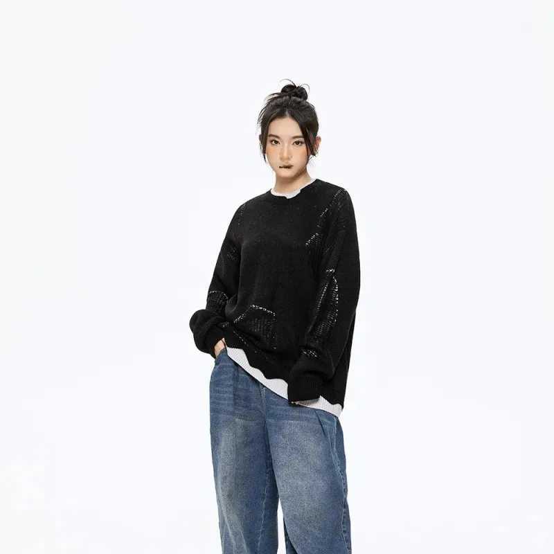 Dark Street Style Washed Hole Knitted Sweater Hot Sale Of The Season Men's Overhead Clothes Other Material High Street Fashion B S260921JK46