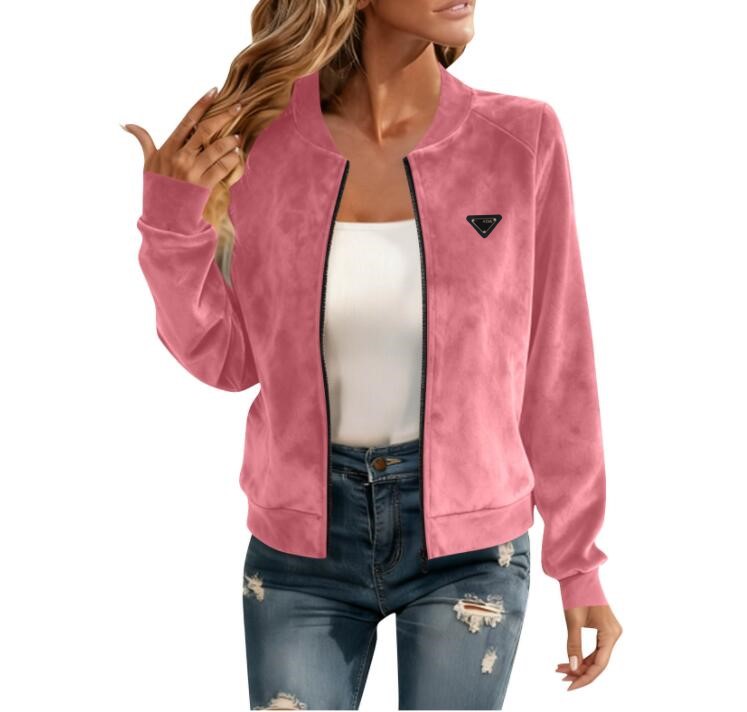 women Baseball Jackets Stand Collar suede Zipper women Coat Outdoor Windbreaker Designer Jackets New letter logo Tops women Clothes