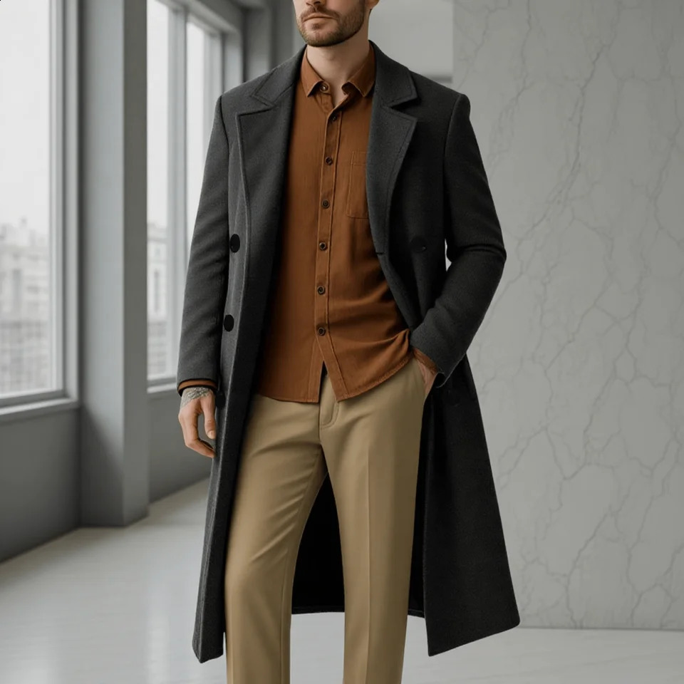 Mens Double Breasted Jacket Business Casual Gentleman Coat Fall Winter Thickened Warm Wool Blazer Formal Wear Outerwear Suit 260920