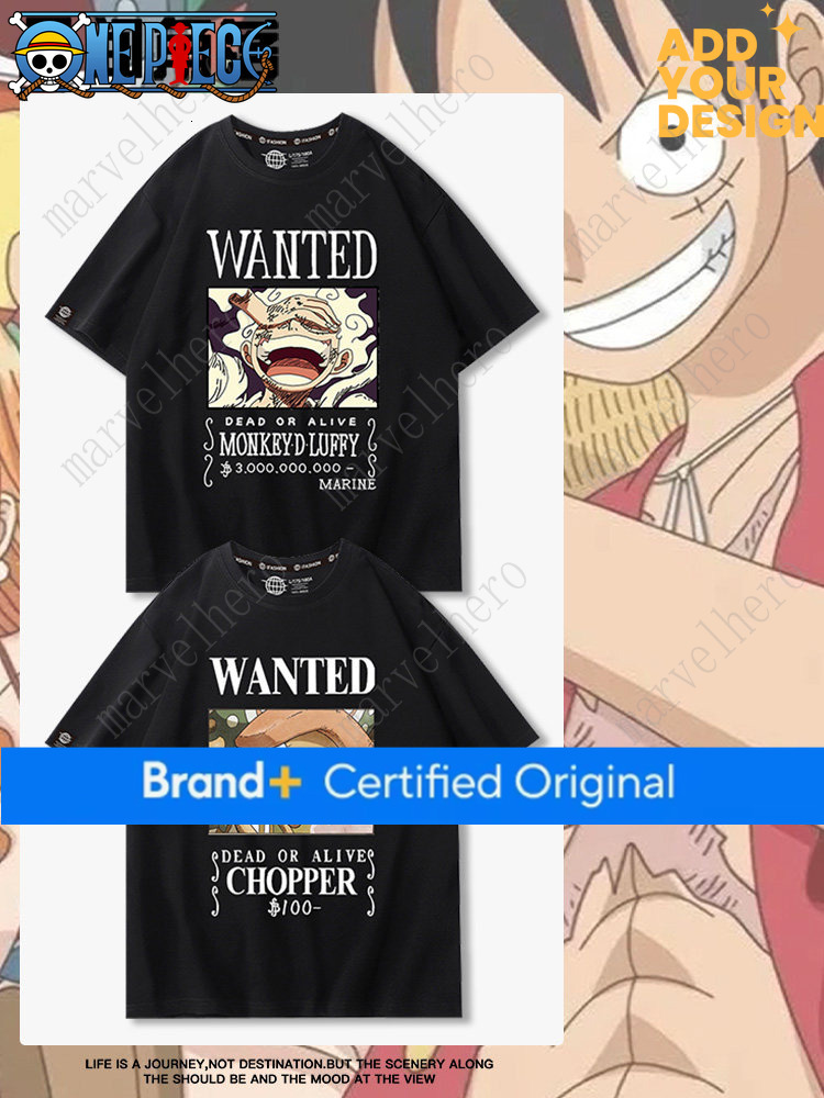 One Piece T-Shirt for Men, Quick-Drying Summer Short-Sleeve Anime ins Super Cool Ace Chopper Luffy Clothing Half-Sleeve Trendy Brand