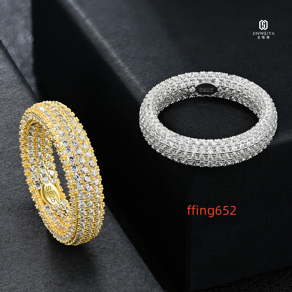 High-quality Wedding and Engagement Hip-hop Jewelry Zircon 925 Sterling Silver Rings Couple Rings for Men and Women