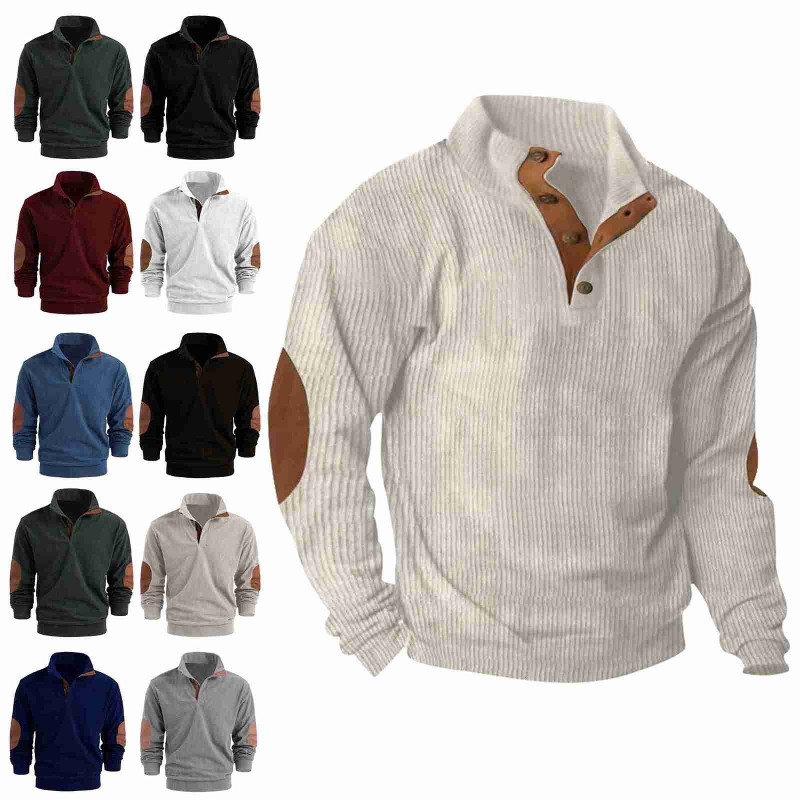 Casual Shirts Spring and Men's autumn solid color sports long-sleeved tops for men fashionable and casual stand-up collar outdoor men's pu