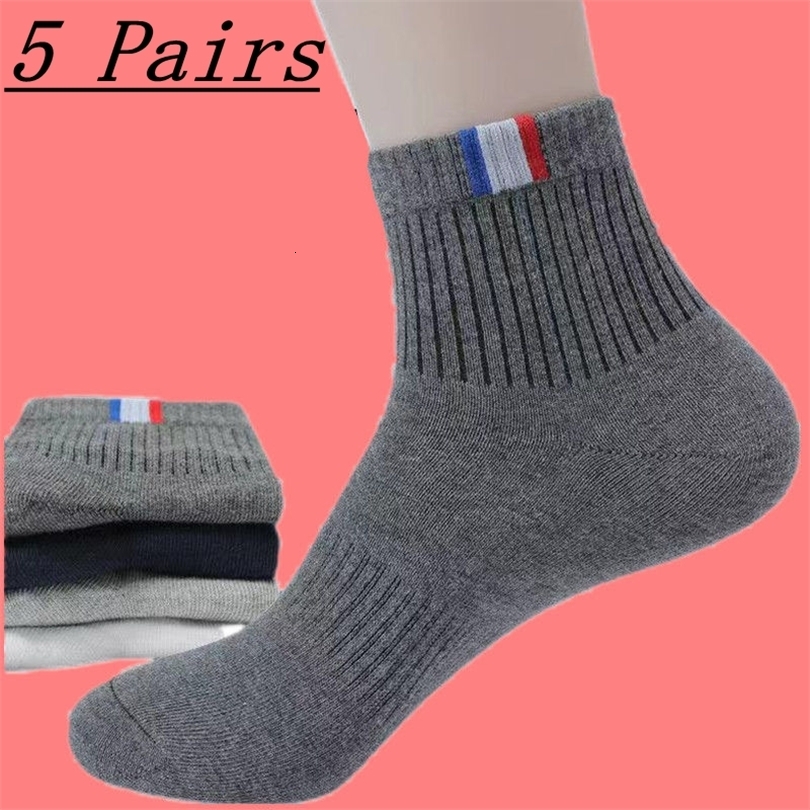 5 Pairs Mens Spring Summer Autumn Winter Socks Men Wicking Sweat Breathable Thickened Midtube Solid Four Seasons Sports Sock 26921