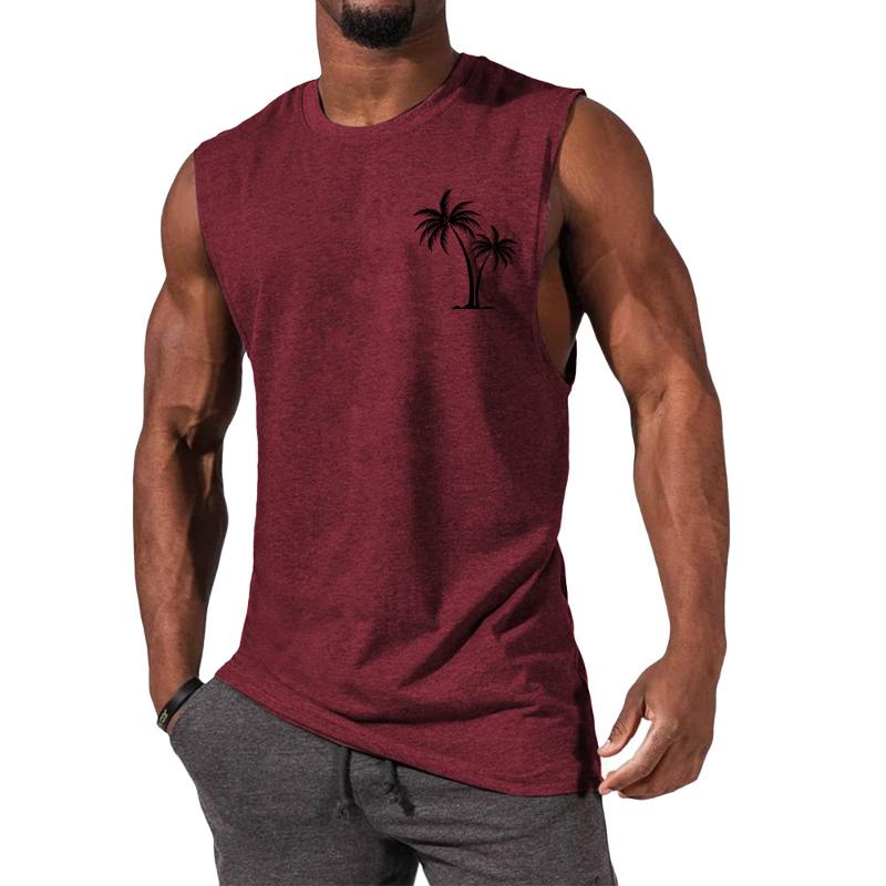 Designer Style Nouvelle Arrivée Haute Qualité Hommes Sans Manches Muscle Débardeur Imprimé Cocotier Casual Gym Entraînement Gilet Été Plage Tee P