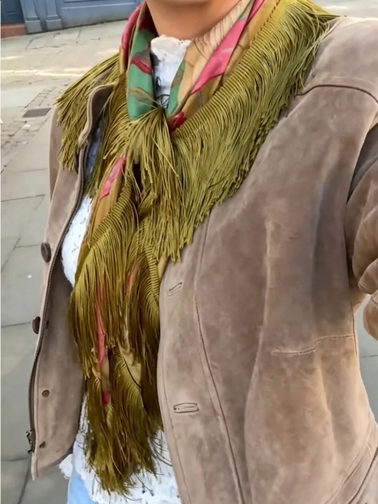 Boho Printed Tassel Square Scarf Women Green Fashion Casual Patchwork Female Shawls 2026 Lady Allmatching Vintage Outwears 260918