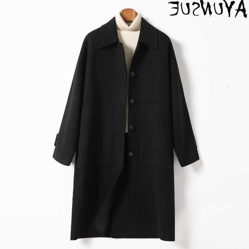 Misto lana da uomo alto AYUNSUE Qualità double face 100% lana Cappotti per uomo Moda invernale Risvolto Giacca di lana Moda coreana Uomo Cappotto lu