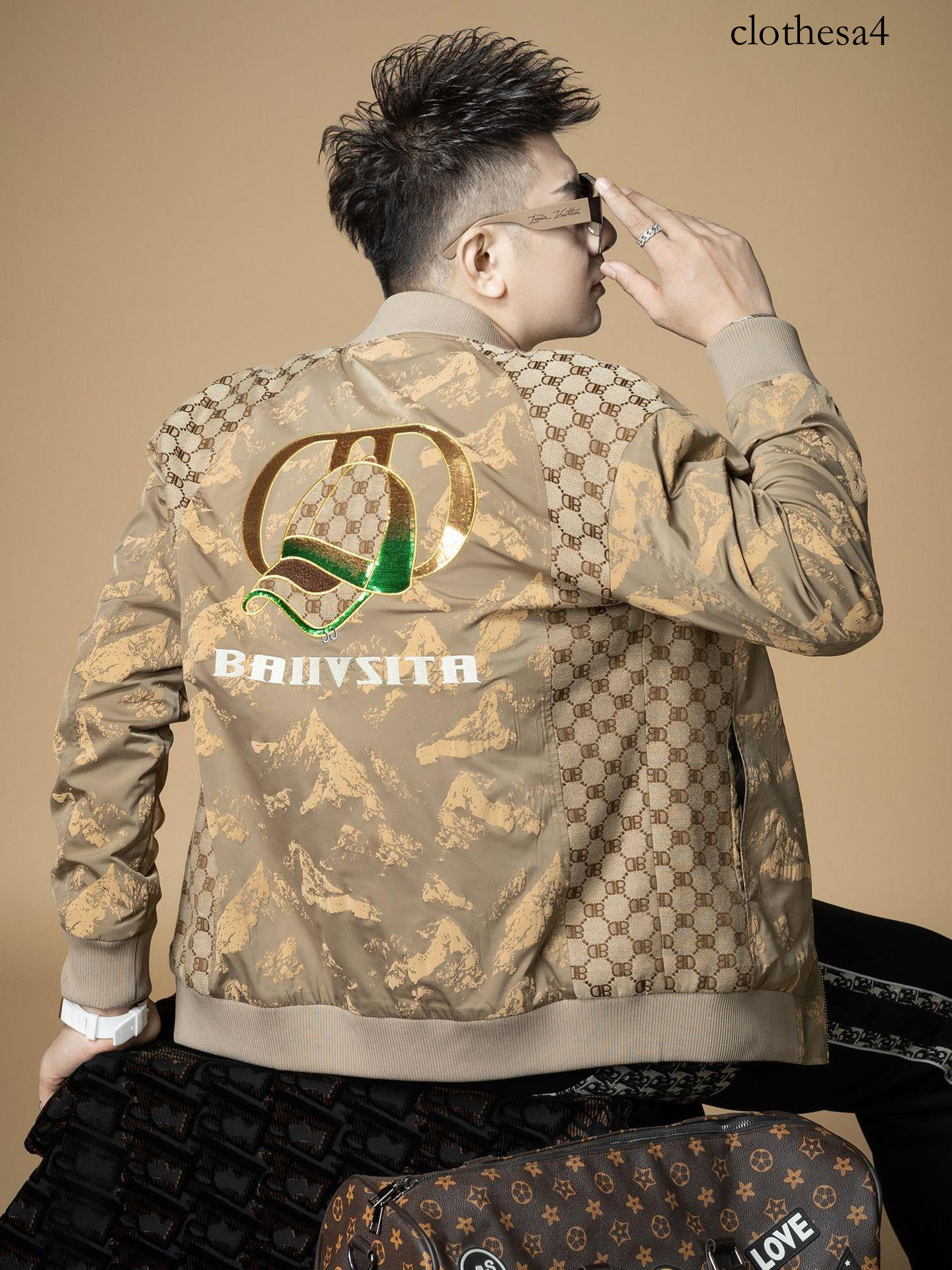 European-style autumn and cotton-padded baseball trendy embroidered jackets, winter outerwear, men's tops