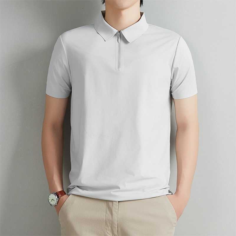 Summer Men's 2026 Casual Shirts Business Men Zipper Collar Ice Silk Quick Dry Wrinkle Resistant Soft Stretch Office Daily Short SLeeve Top Man