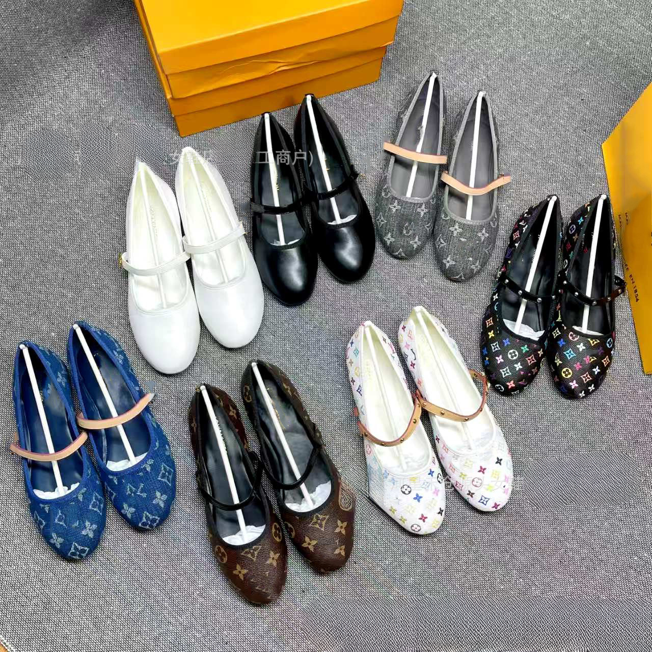 Designer Shoes New Women's Low Top, Flat Shoes, Ballet Essential Shoes 26 New Doll Head Flat Shoes Denim Round Head Metal Buckle Strap Mary Jan