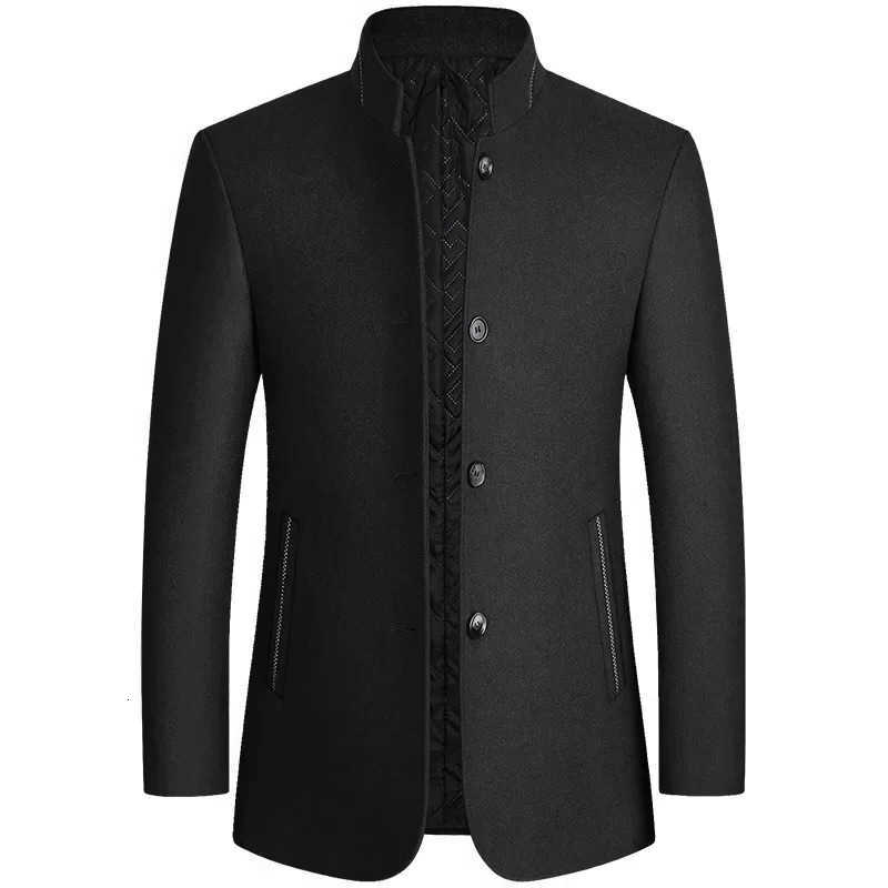 Winter Men's 2026 Wool Blends Coat Mens Chinese Stand Collar Solid Coats for Man Autumn and Winter Business Casual Woolen Jacket D260921