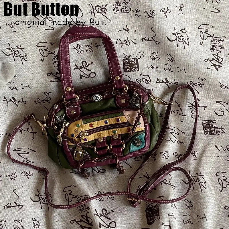 Gothic Lolita Retro Vintage Bag Personalized Small Gemstone Soft Leather Y2k Spicy Girl Subculture Crossbody Bag CrossbodyBug 260920