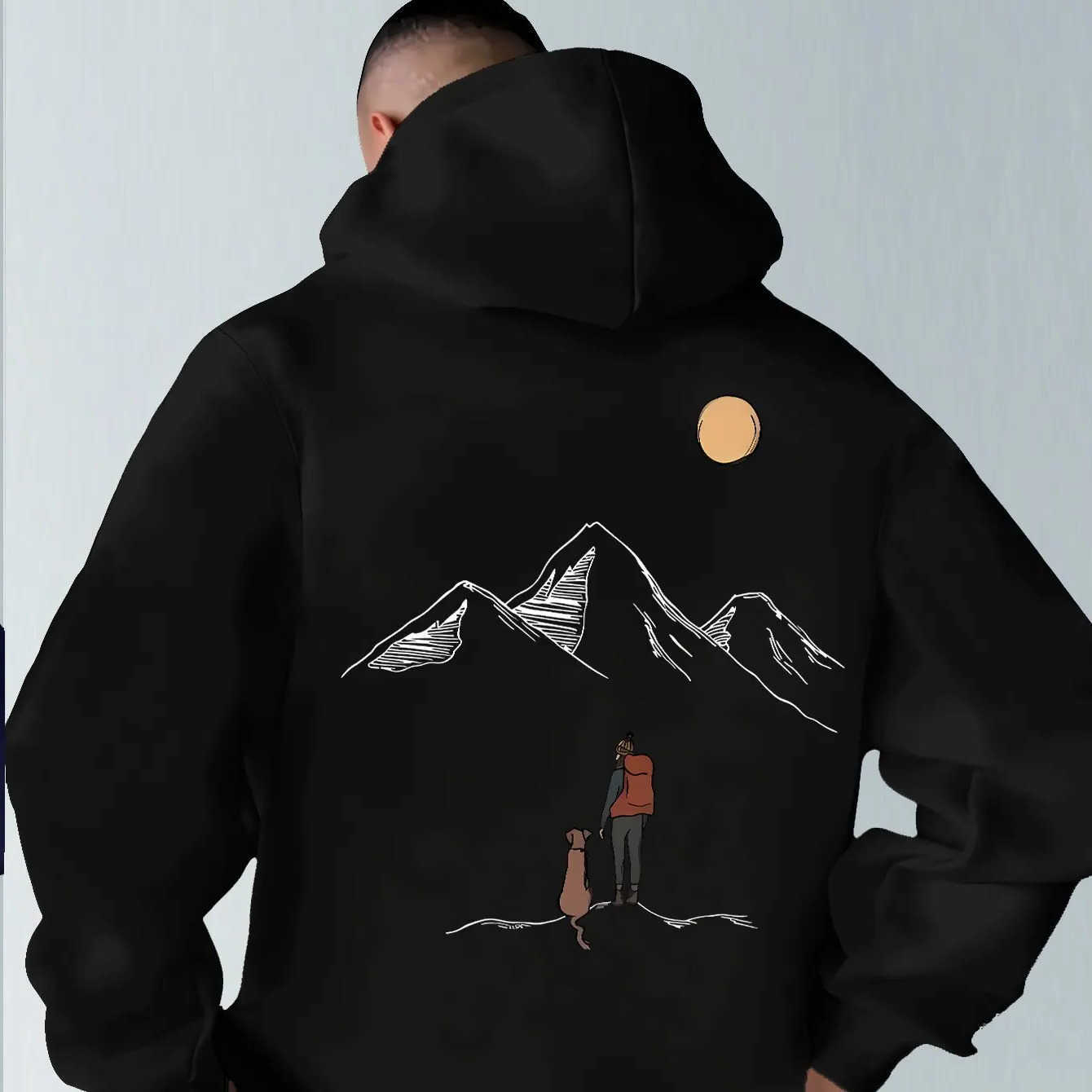 Men's Sweatshirts Men's Outdoor Hoodies Hoodie Mountain Landscape Hiking Graphic Print Oversized Pullover Sweatshirt Minimal Nature Street