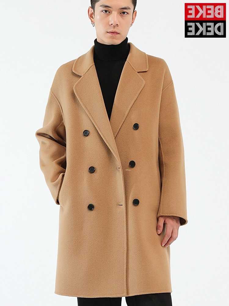 Men Men's Wool Blends Business Work Double Breasted Long Trench Coat 100% Wool Coat Loose Fit Vintage Deisgner Windbreaker Outerwear D260921