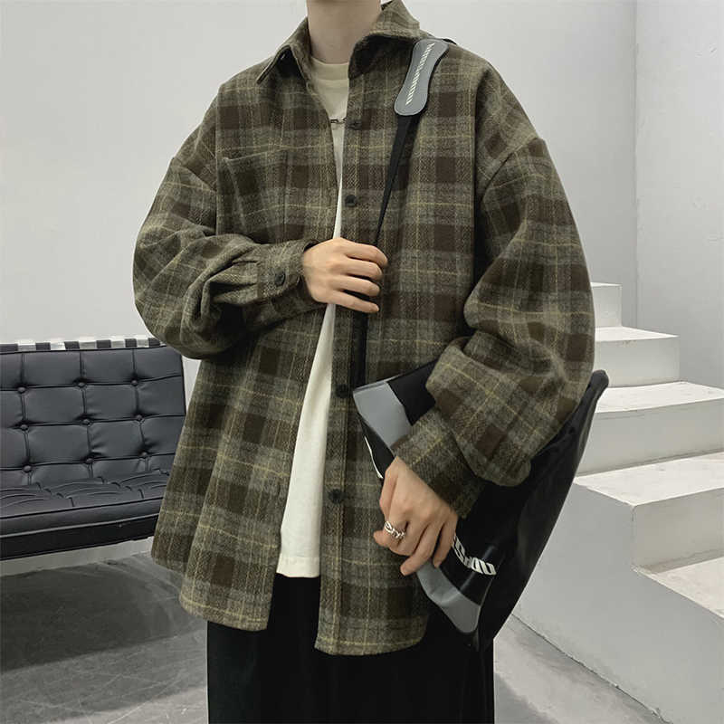 Casual Shirts Spring CloTHing Men's Men's Casual Plaid Shirts Japanese Style Vintage Long Sleeve Cardigan CheCK Tops Fashion Leisure 2025