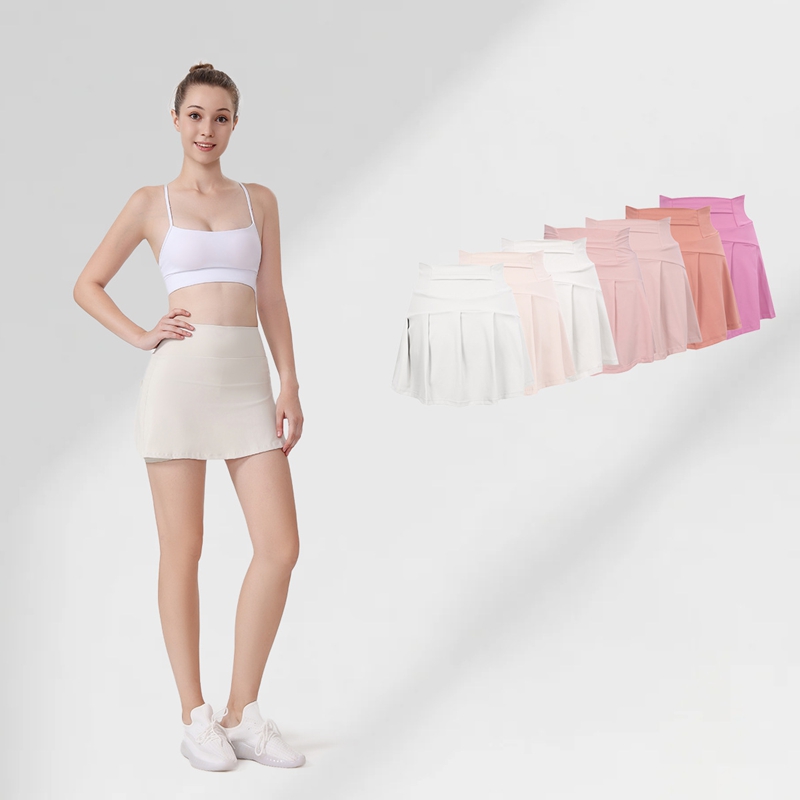 Women's yoga High quality hot selling sports, tennis skirt, leopard ripple, anti glare, fitness short skirt, fake two-piece quick drying pleate