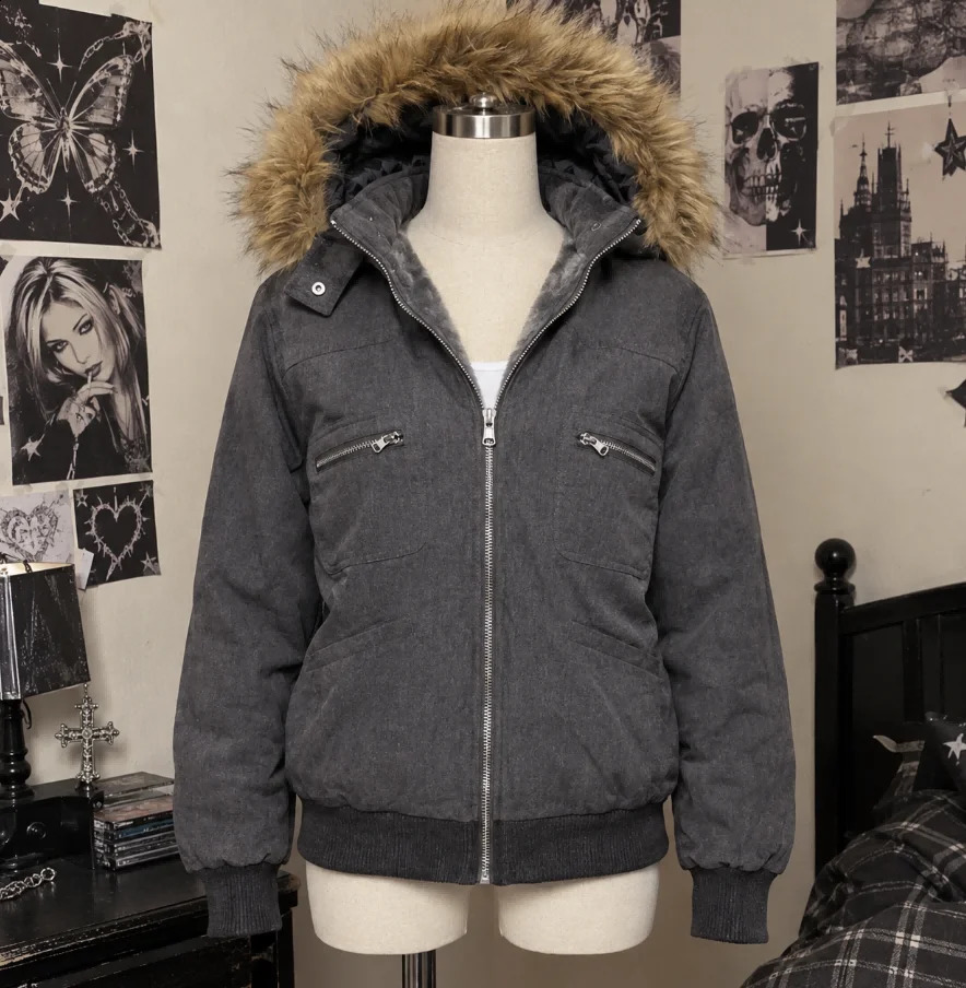 Women Winter Soft Denim Jacket Lining Flocking Thickened Warm Retro Jacket Fashion Solid Color Loose Zipper Hooded Coats 260920