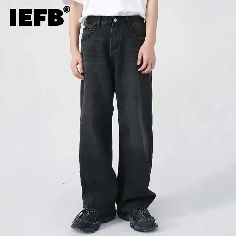 IEFB Mens Jeans Korean Personality Straight Wide Leg Denim Pants Fashion Autumn Spring Vintage Male Trousers 9A5577 260921