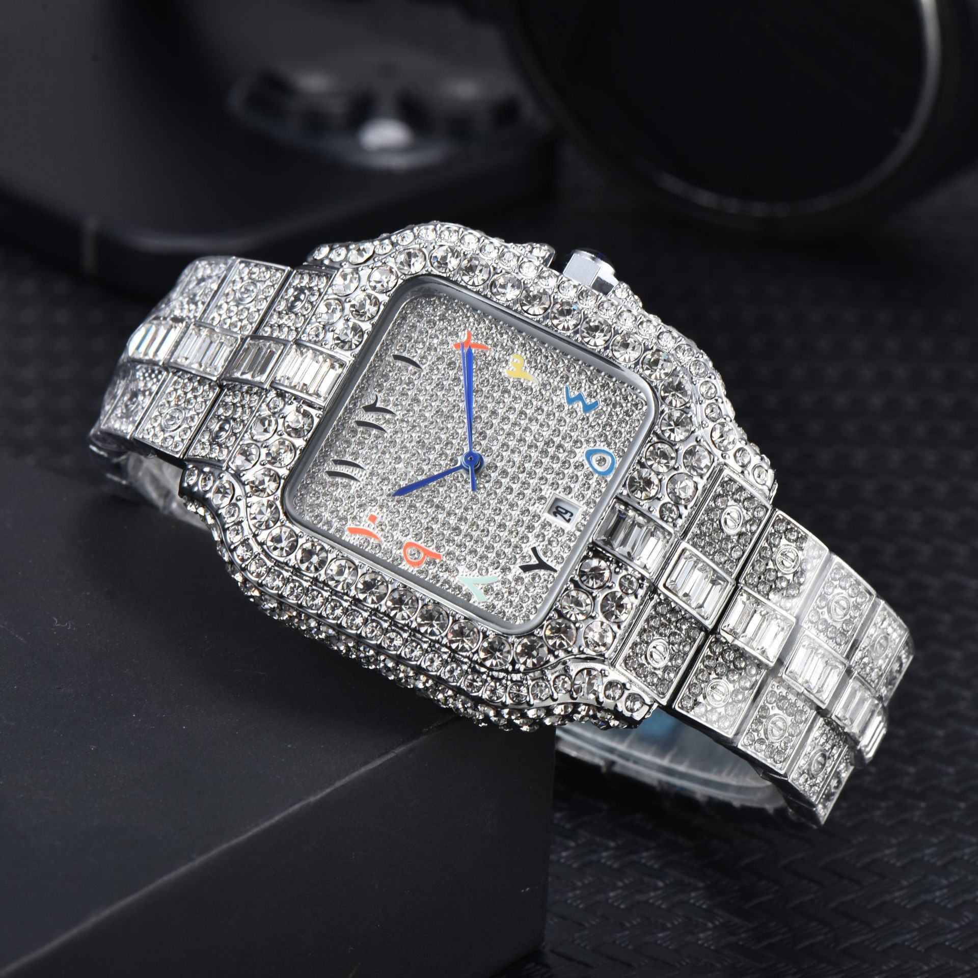 2026 Hot Selling NIRICHA Watch, High Quality Casual Stainless Steel Band Full Rhinestone 3 Hands Wristwatch, Wholesale & Dropshipping