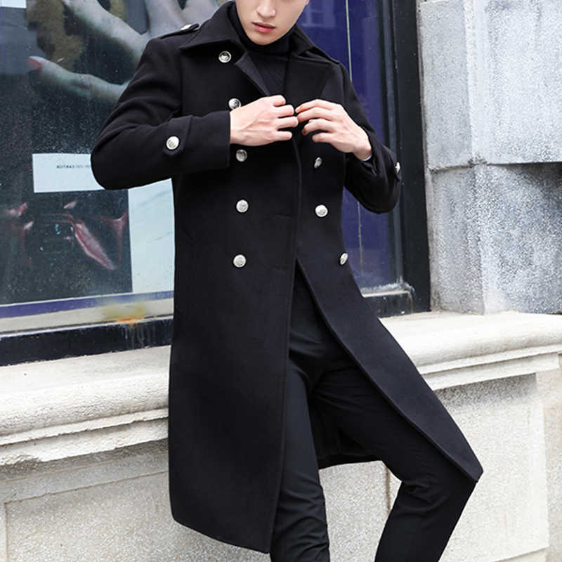 Arrival Men's Wool Blends New Fashion Large Autumn Winter Men Long Windbreaker Youth Woolen Coat Thick Casual Plus Size M L XL 2XL 3XL 4XL D260