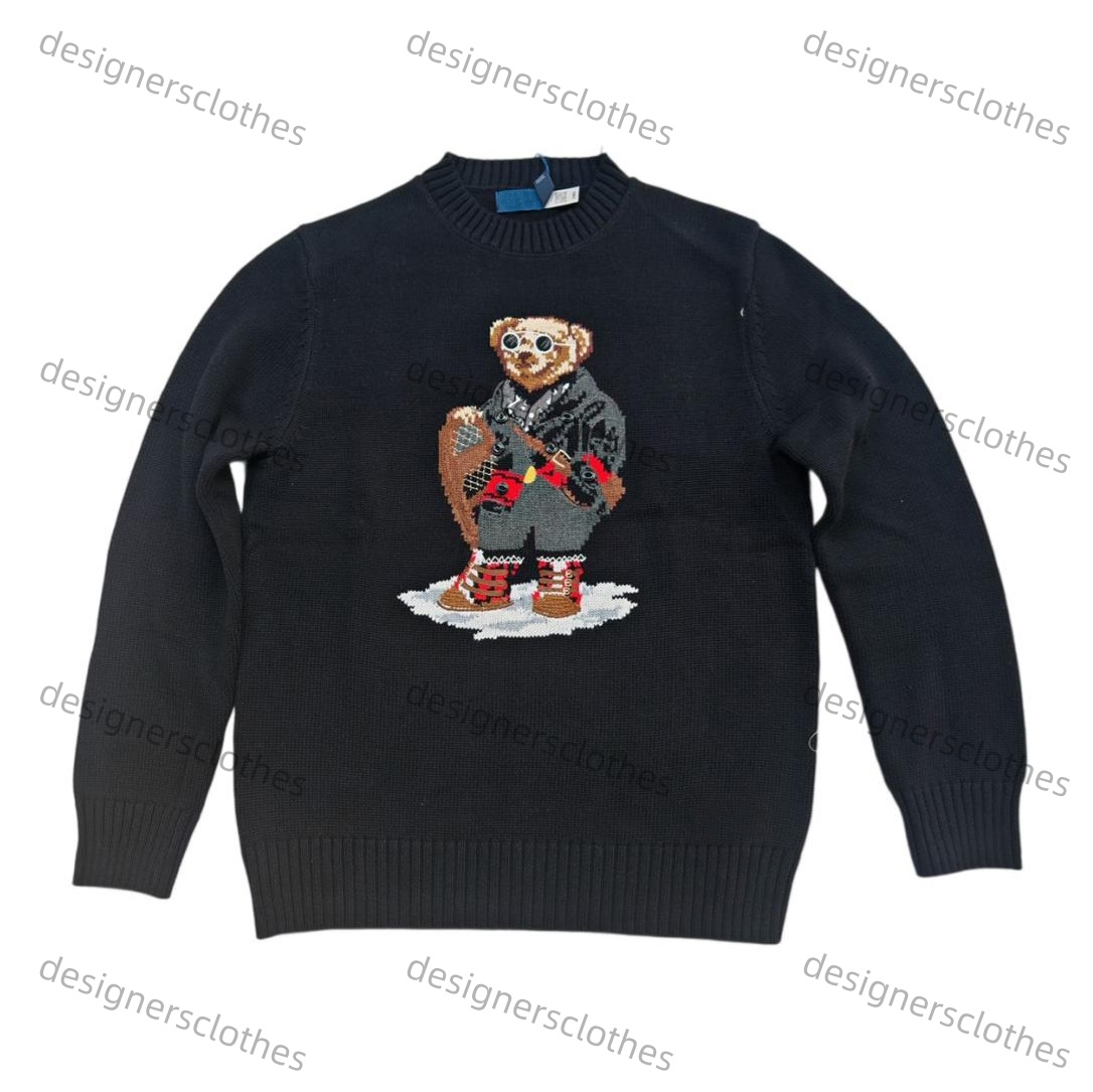 Fashion Designer Mens Sweaters Crew Neck Knitted Bears Jumpers American Flag Embroidery Bear Trendy HighEnd Comfortable Cotton Men Pullover Sweatshi