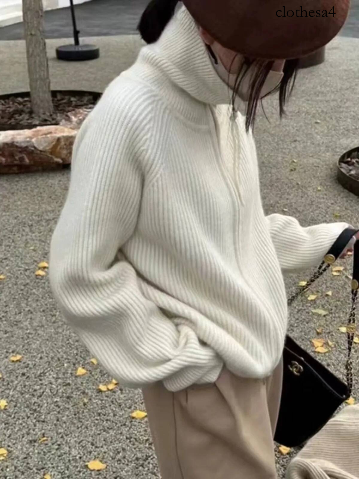 2023 Autumn And Winter New Double Zipper 100% Pure Cashmere Thick Knit Cardigan Women Loose Lapel Sweater Coat