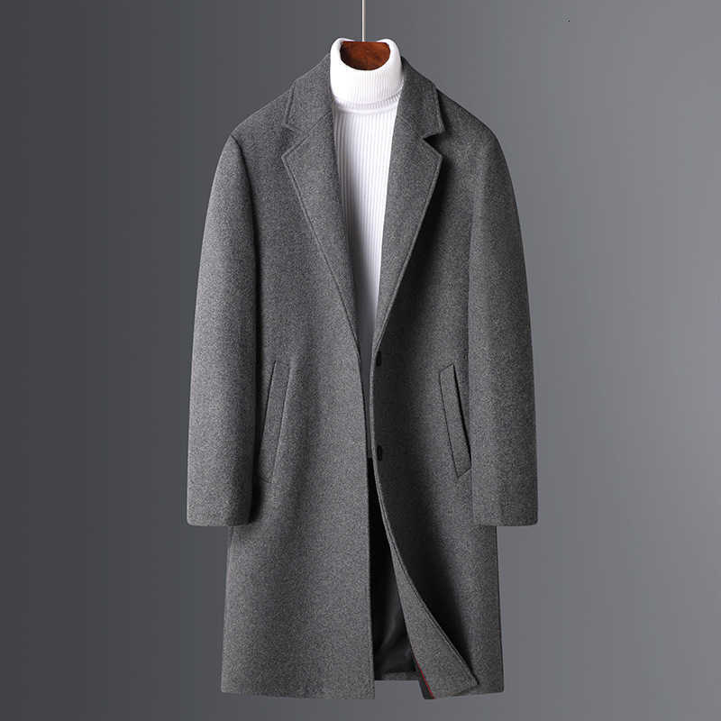 Misto lana da uomo autunno / inverno 2025 Cappotto di lana con risvolto nuovo per uomo Cappotto di media lunghezza stile coreano slim fit per uomini