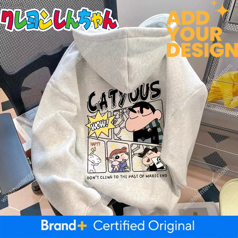 Felpa con cappuccio Crayon Shin-chan per uomo e donna, giacca da coppia ampia e spessa per l'autunno e l'inverno, top pullover stampato casual 64