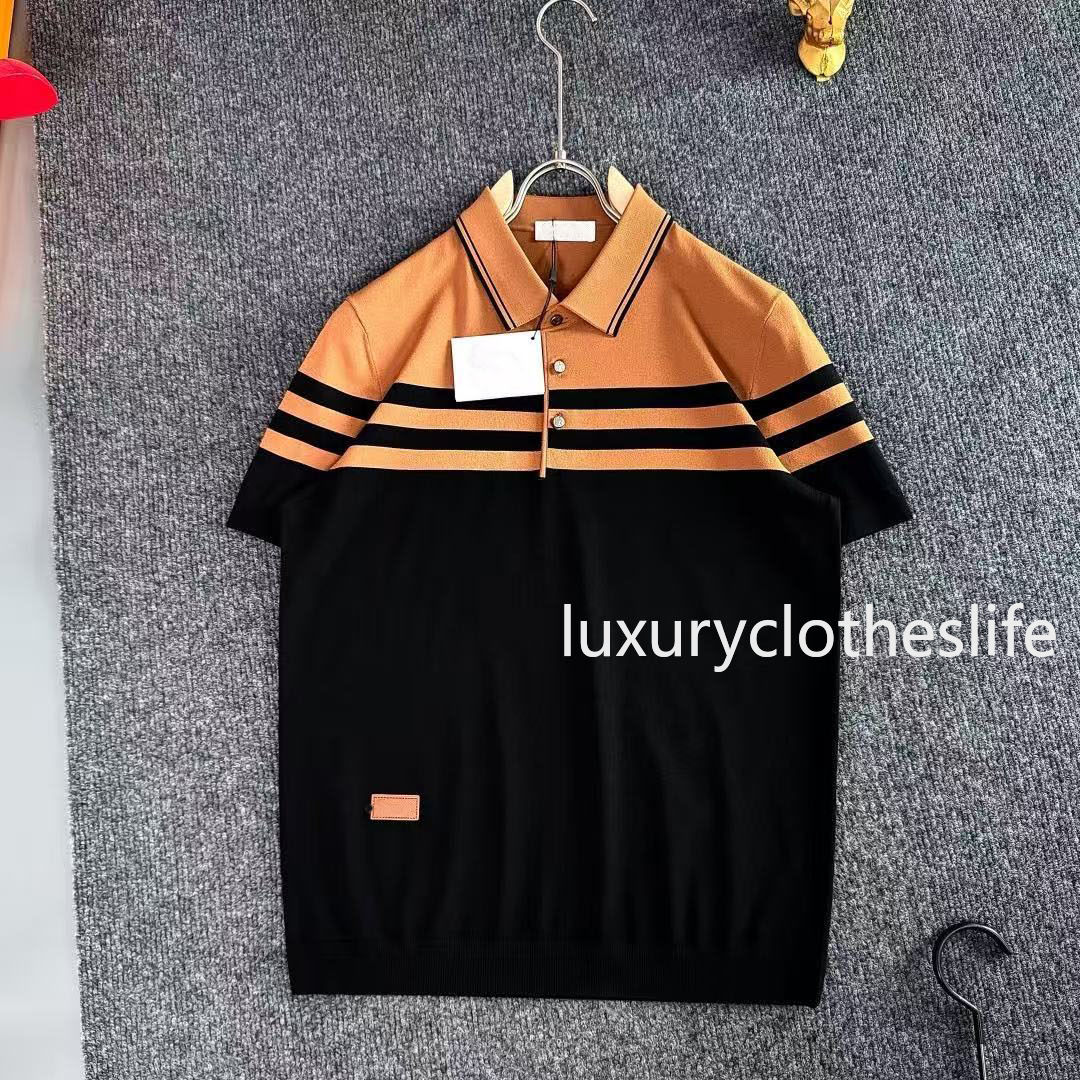 Designer Shorts Mens Summer Fashion Short Sleeve Leisure Lapel Contrast Color Knitted POLO Shirt B1289